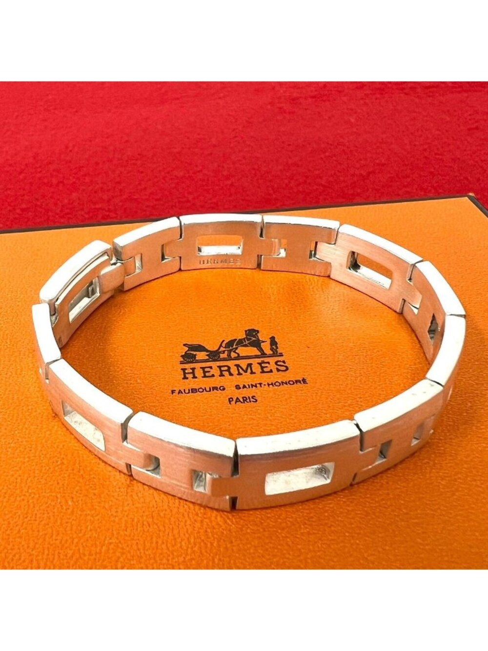 Hermes Hercules Bracelet H Motif 925 Sterling Silver